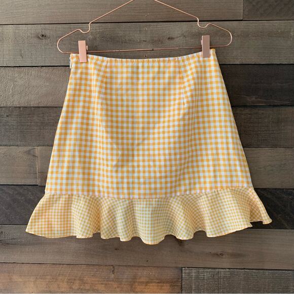 Lovers & Friends Women's Affection Ruffle Skirt in Tangerine Orange Gingham - Picture 5 of 8